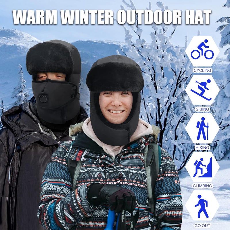 Outrip Winter Trapper Hat for Men & Women, Trooper Hunting Russian Fur Hat with Ear Flap & Mask Aviator Ushanka for Cold Weather - Image 2
